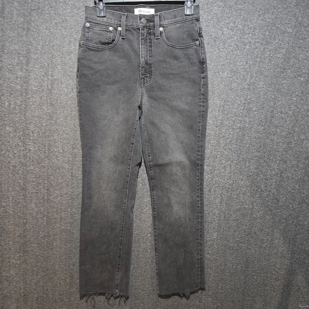 Madewell Jeans Womens 25 Gray Slim Demi-Boot High Rise Raw Hem Faded Denim